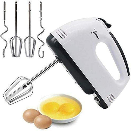 Electric Hand Mixer for Kitchen | Handheld Cake Blender with Four Stainless Steel Attachments including Beaters & Dough Hooks for Whipping Cream