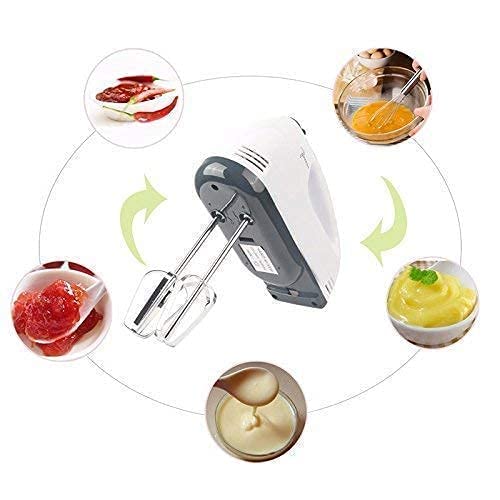 Electric Hand Mixer for Kitchen | Handheld Cake Blender with Four Stainless Steel Attachments including Beaters & Dough Hooks for Whipping Cream
